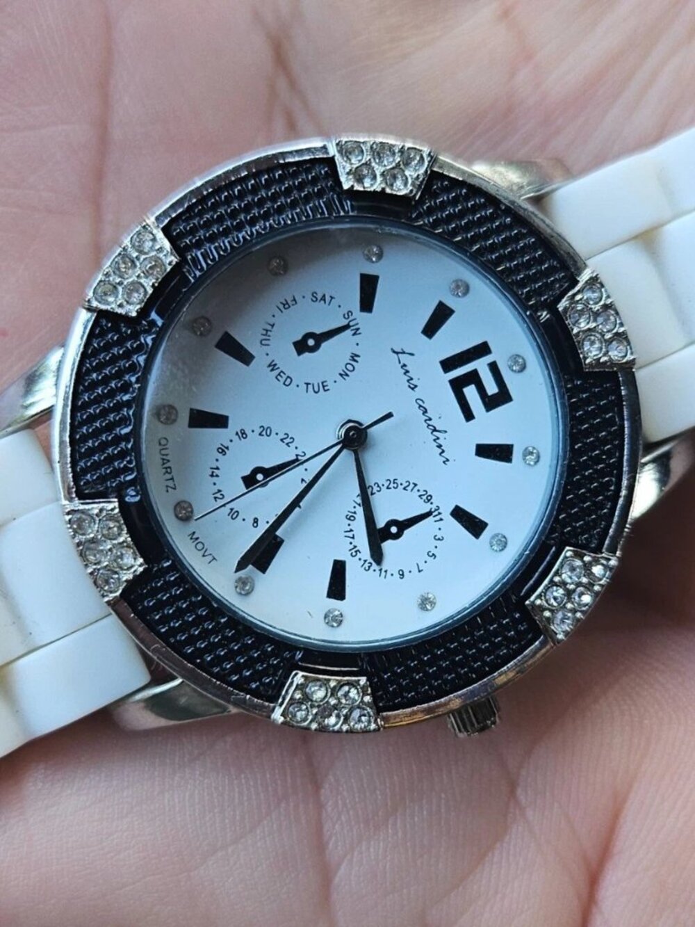 Luis Cardinin Men wristwatch Fashion White Rubber Strap Quarts Analog Watch